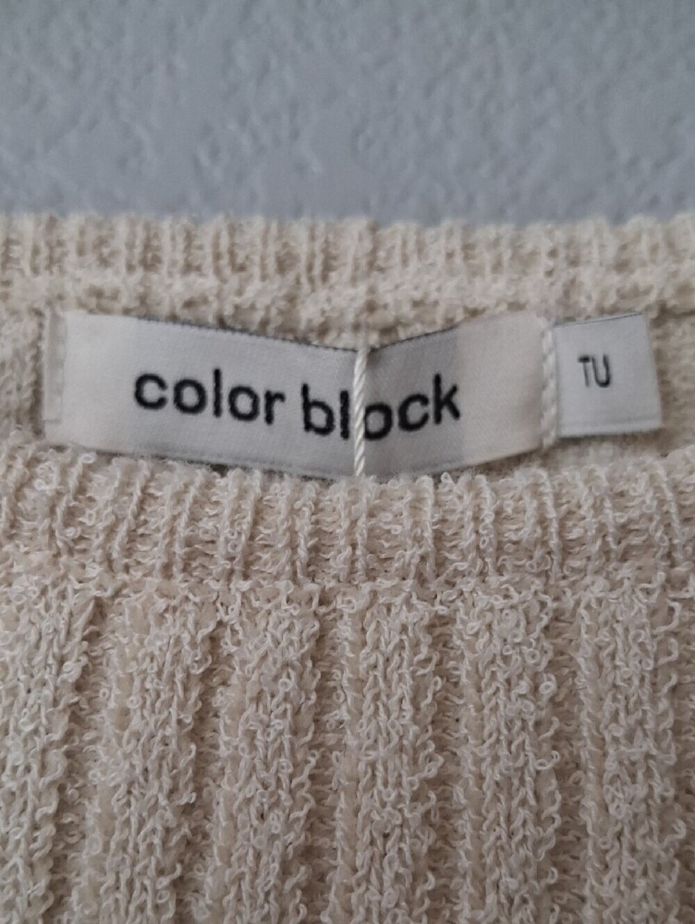 Cream Ribbed Short-Sleeve Sweater Top - Picture 2 of 6